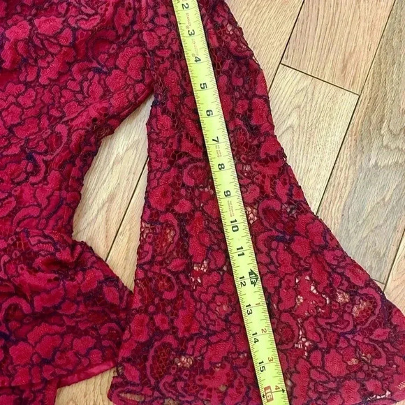 Laundry by Shelli Segal Women's Red Lace Off-the-shoulder Peplum Dress Size 4 - Picture 14 of 16